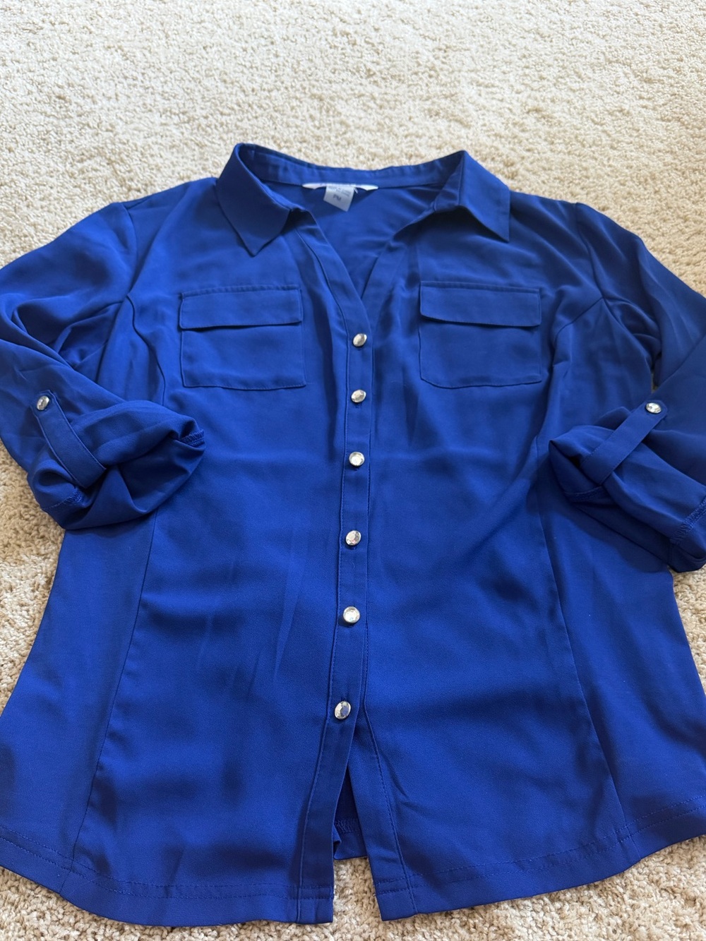 Peter Nygard Cobalt Blue Button-Front Blouse